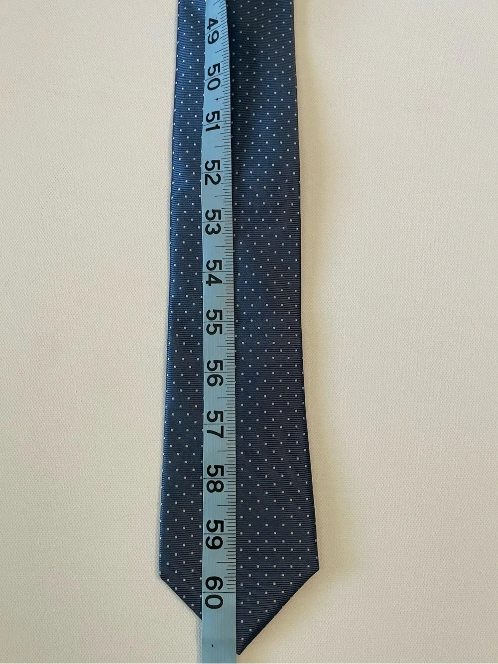 The Tie Bar 100% Silk Blue/White Polka Dot Tie (3 in x 61 in)